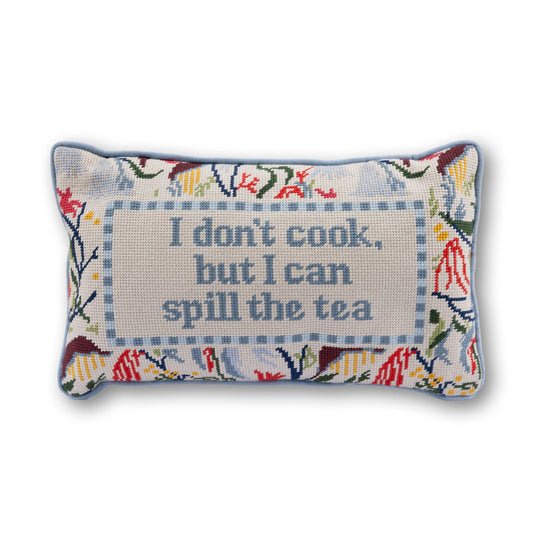 Spill the Tea Needlepoint Pillow