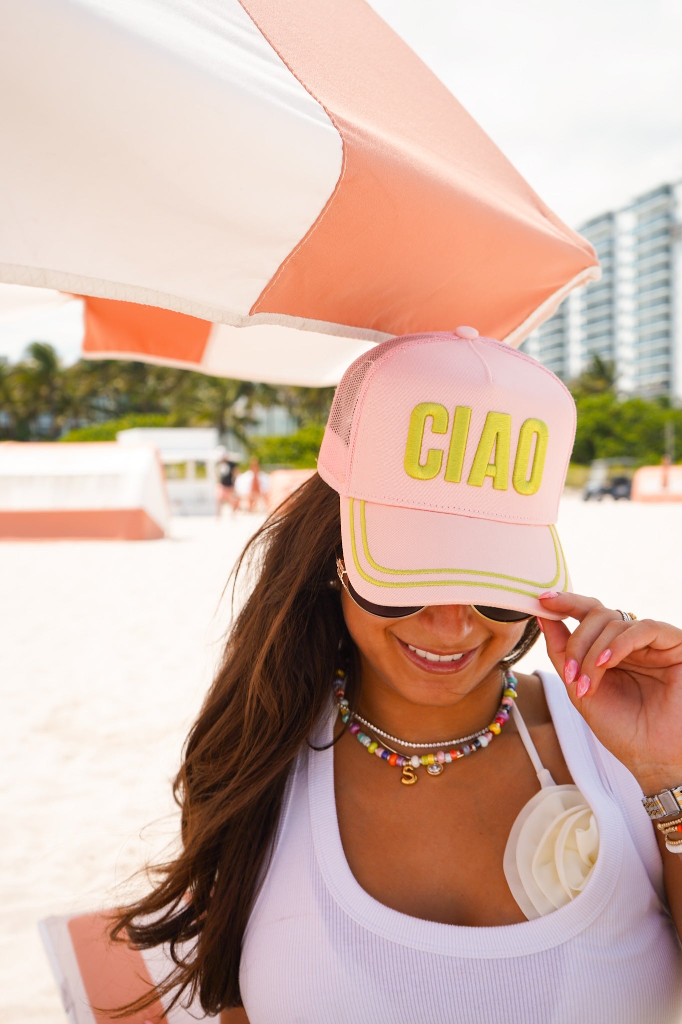 Ciao - Pink Canvas Trucker Hat