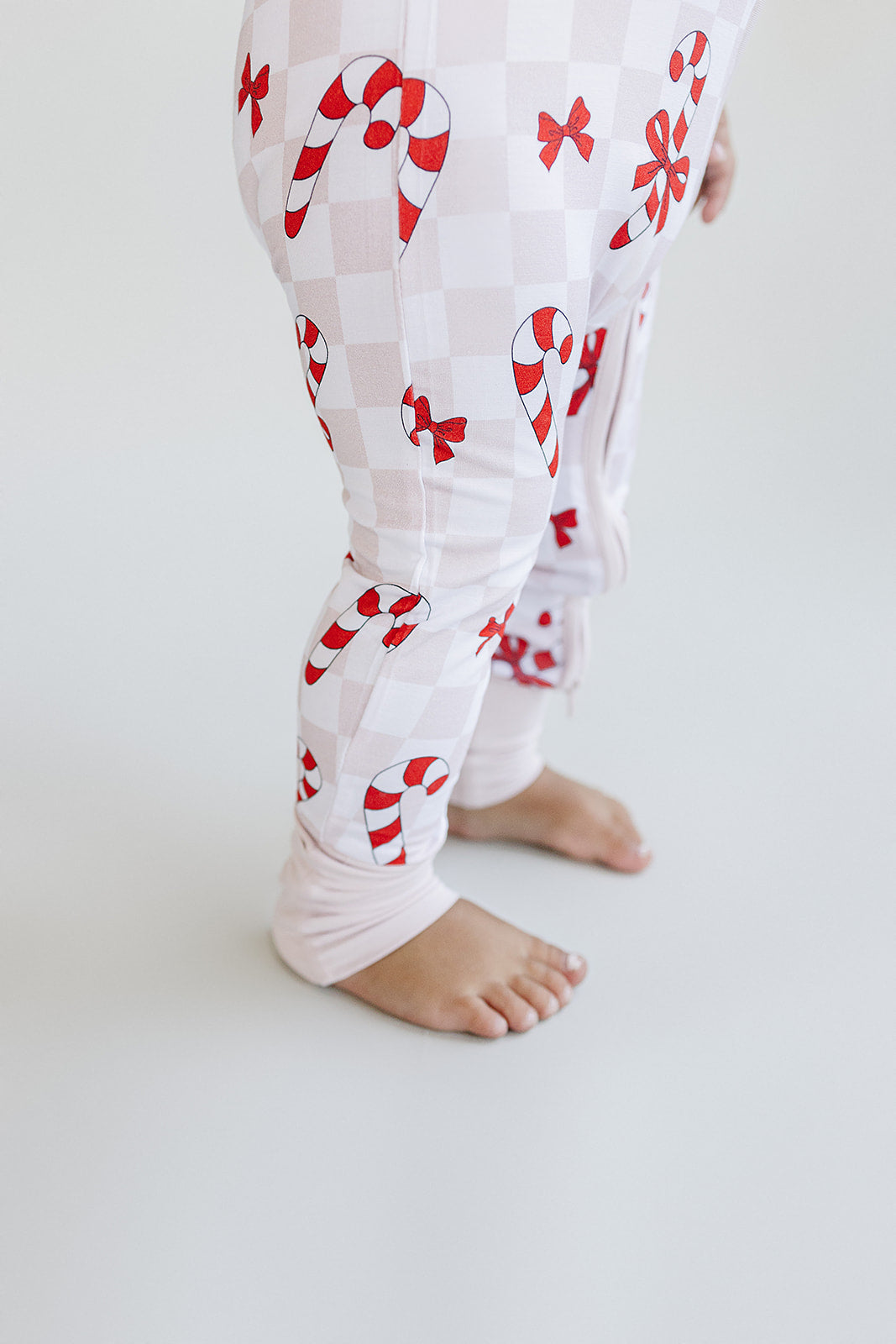 Bamboo Zip Romper | Bows & Candy Cane