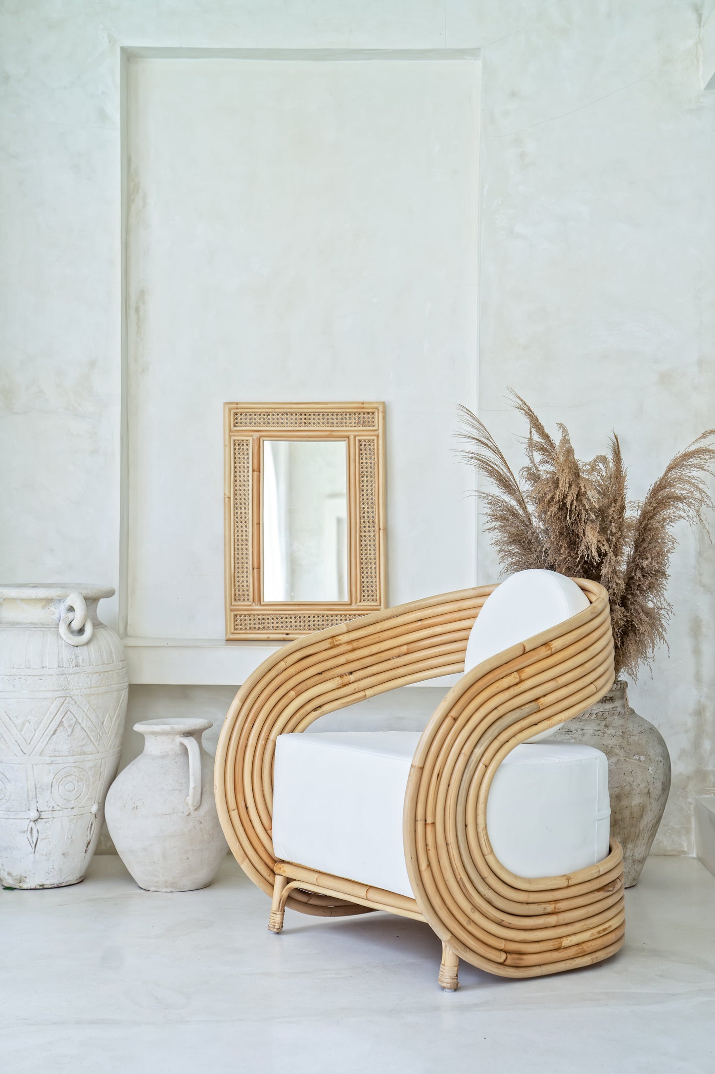 Rattan Rectangular Wall Mirror Natural