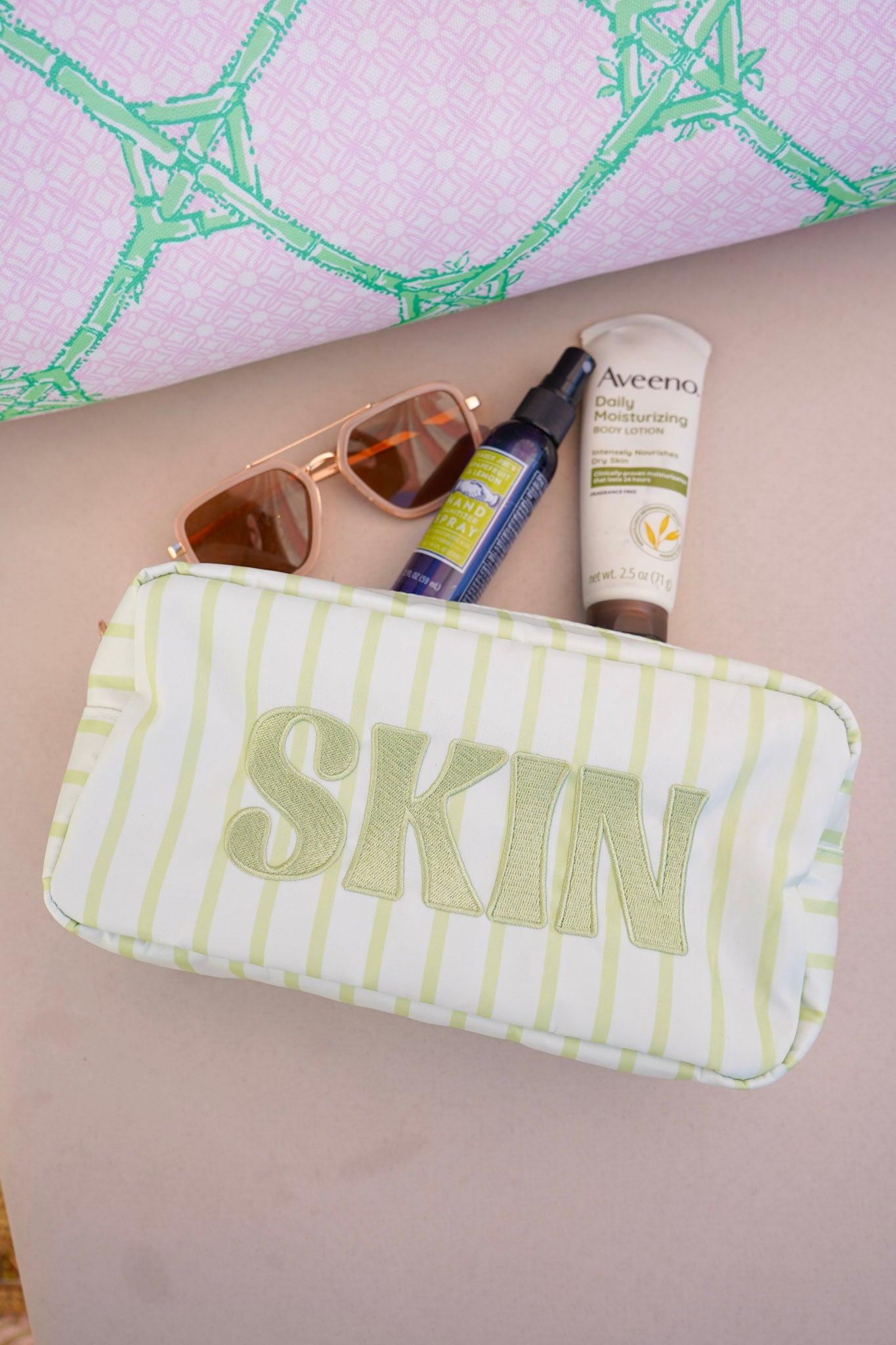Striped Travel- Ready Cosmetic Bags