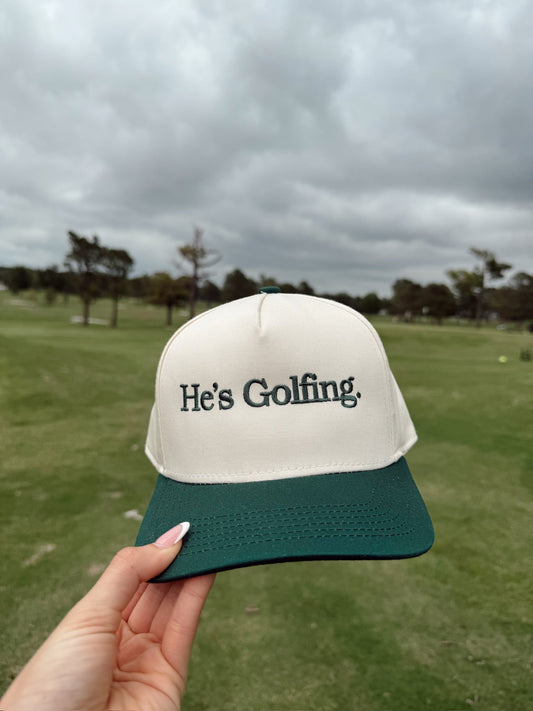 He's Golfing - Green Vintage Trucker Hat - PREORDER