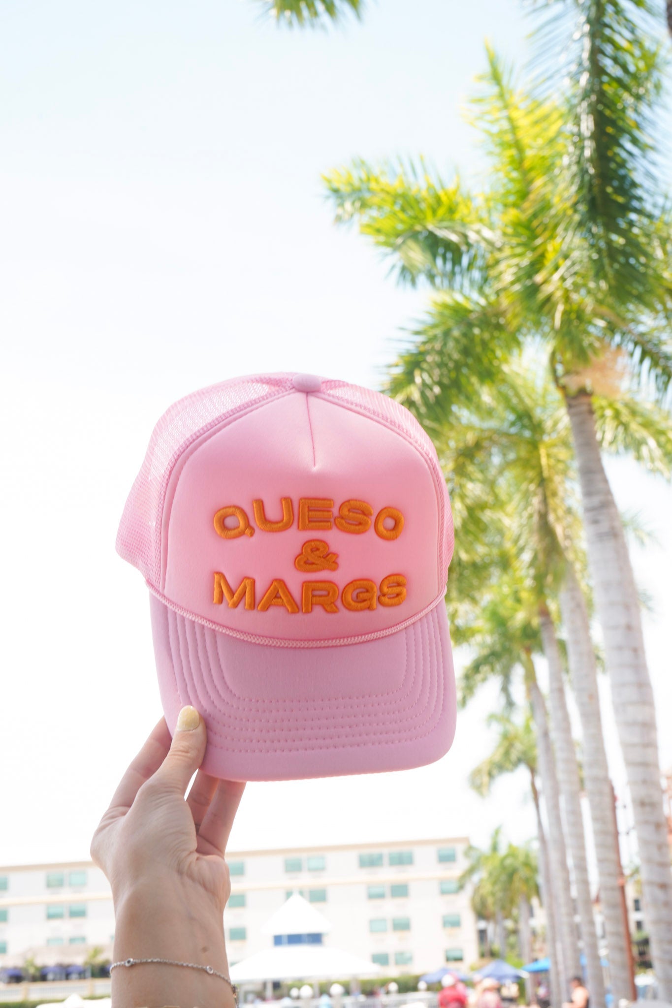 Queso and Margs - Pink Foam Trucker Hat