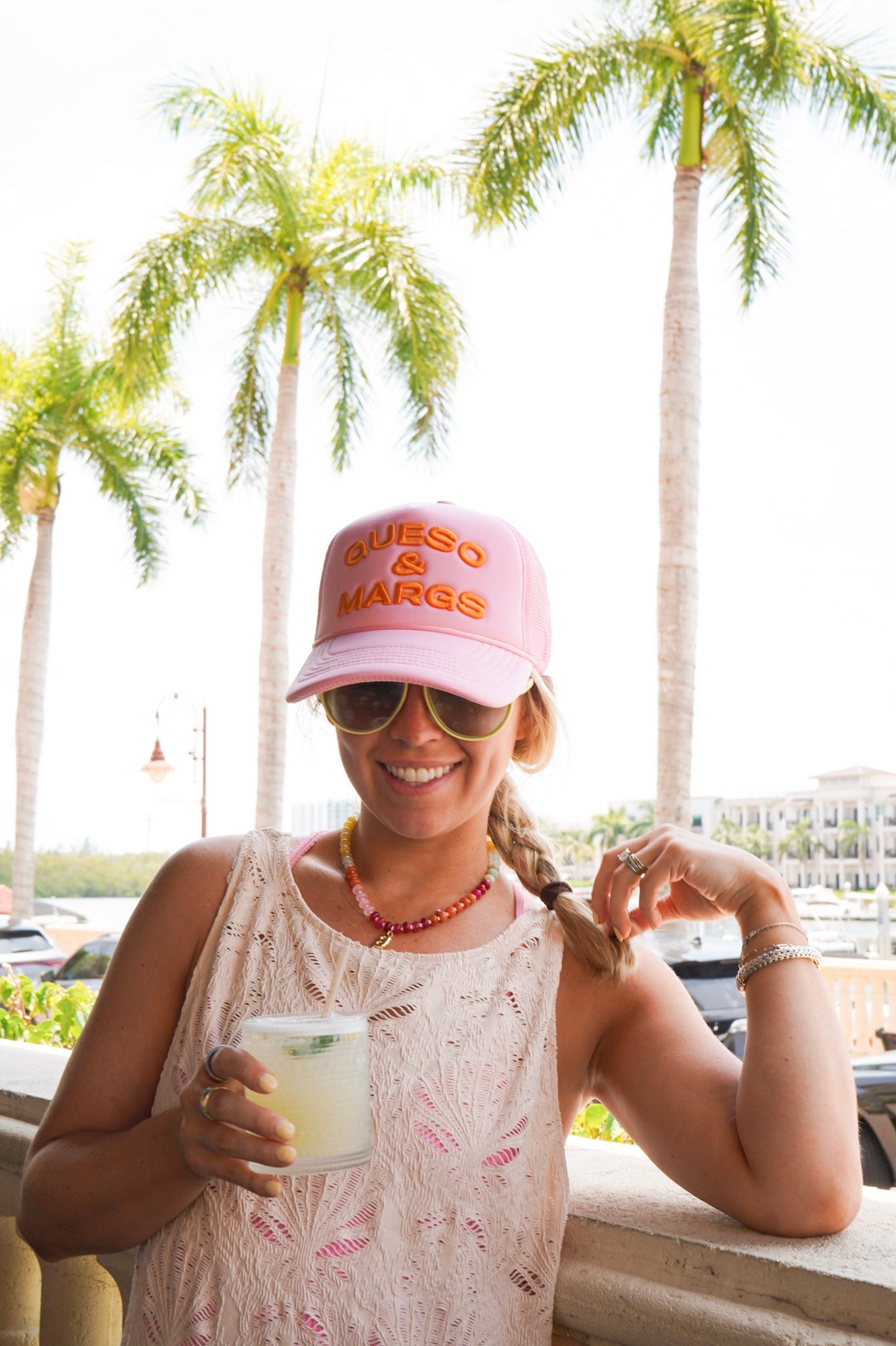 Queso and Margs - Pink Foam Trucker Hat