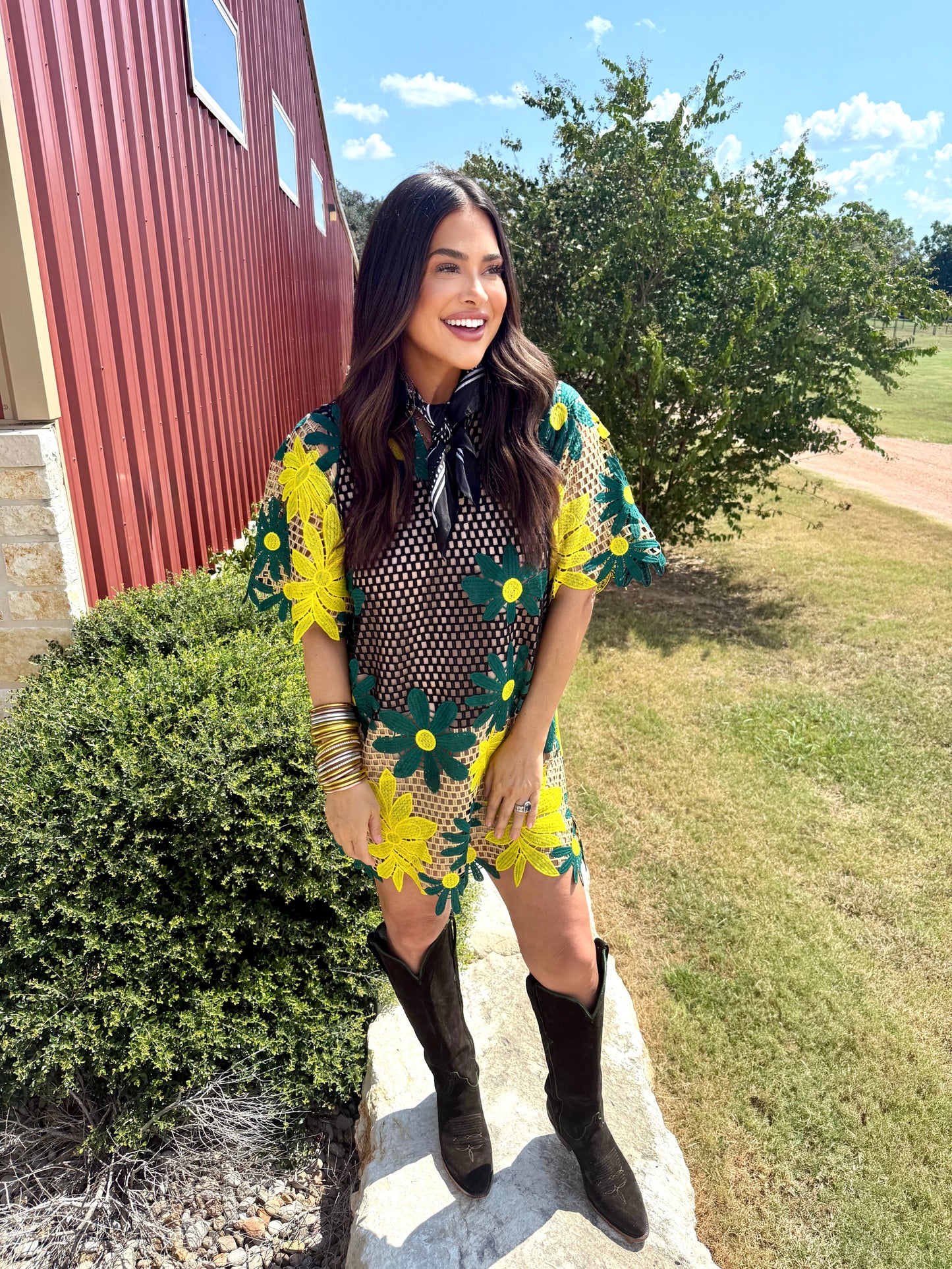 Lulu Short Sleeve Mini Caftan- Daffodil