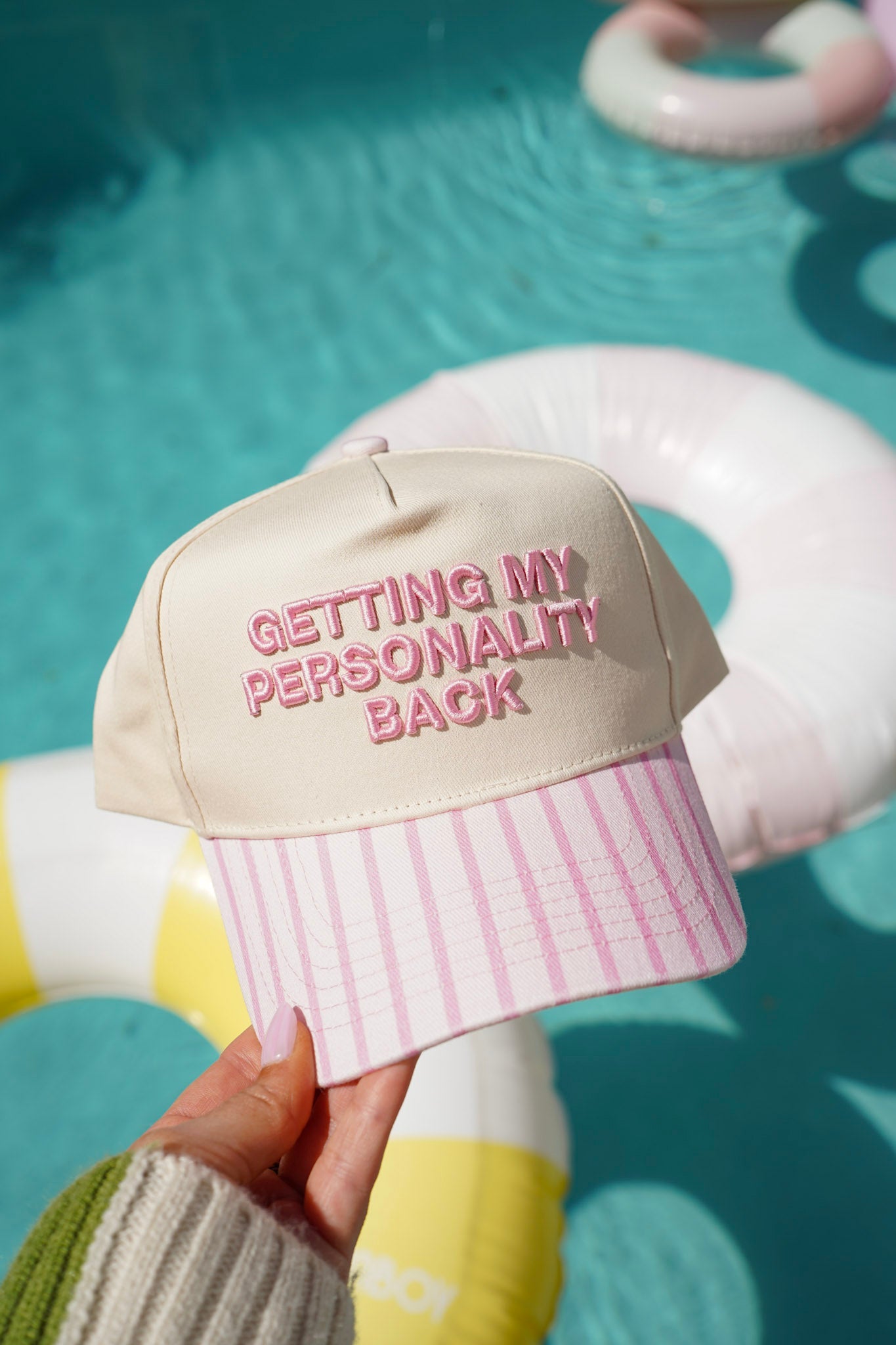 Getting my Personality Back - Pink Stripe Trucker Hat