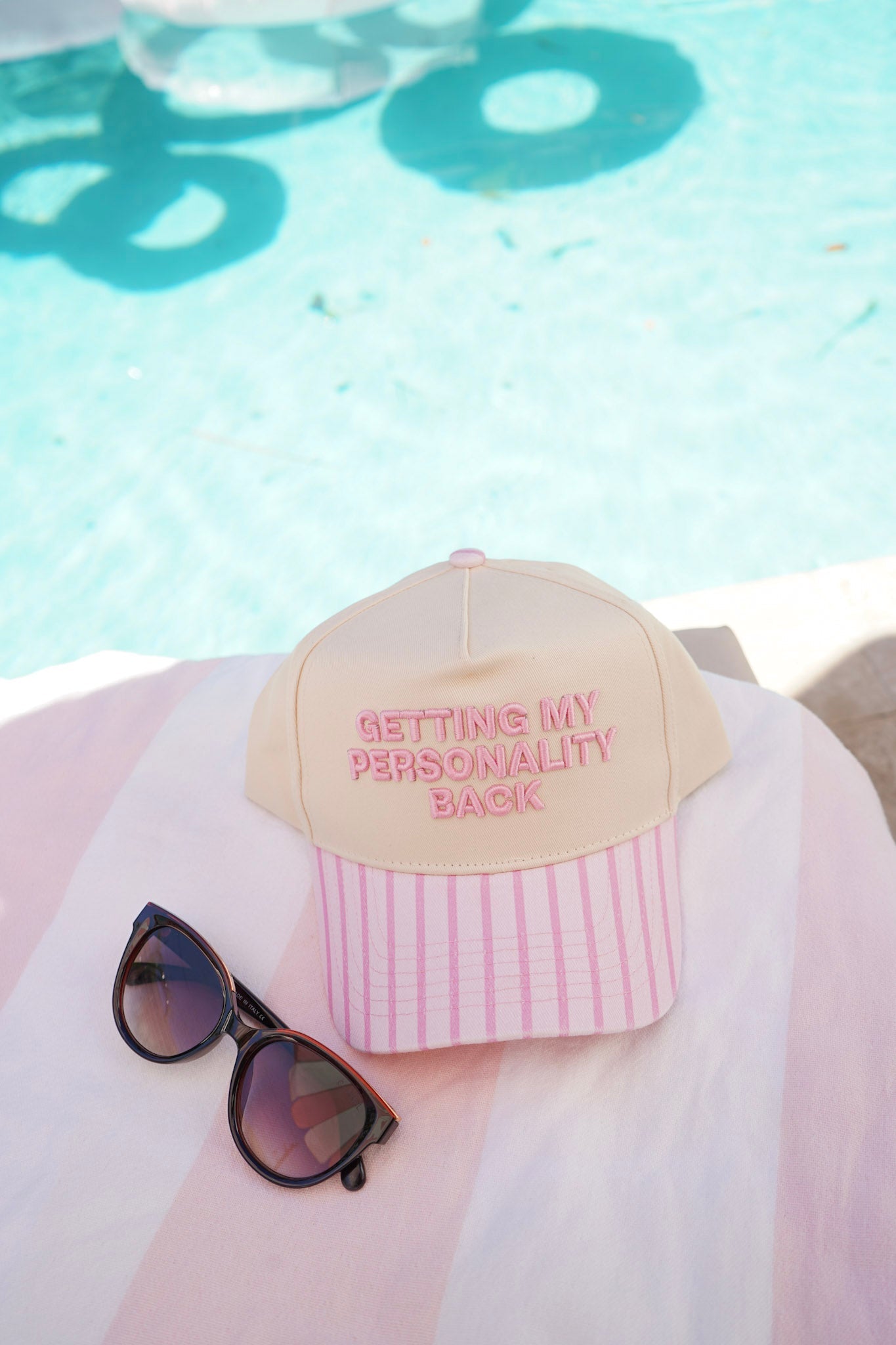 Getting my Personality Back - Pink Stripe Trucker Hat