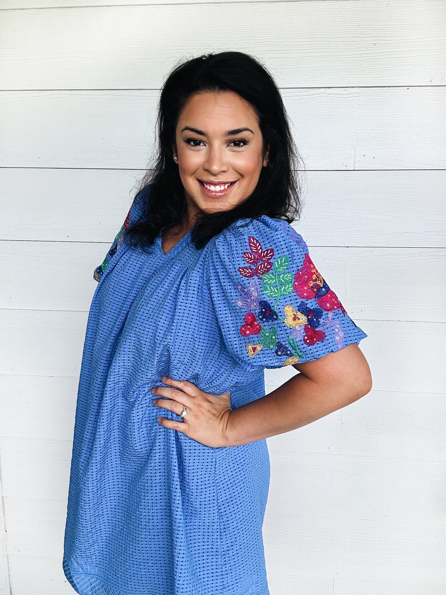 Ocean Blue Embroidered Dress