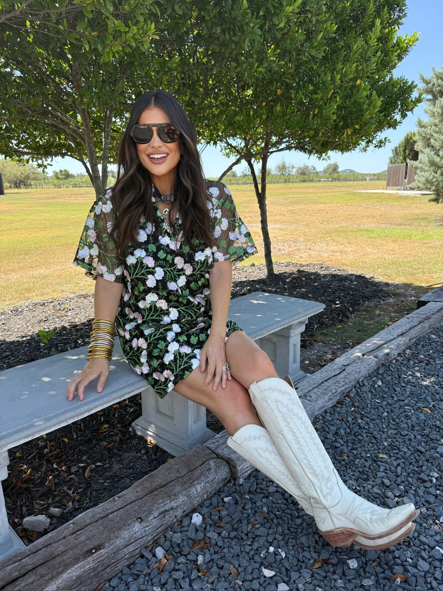 Lulu Short Sleeve Mini Caftan- Vine