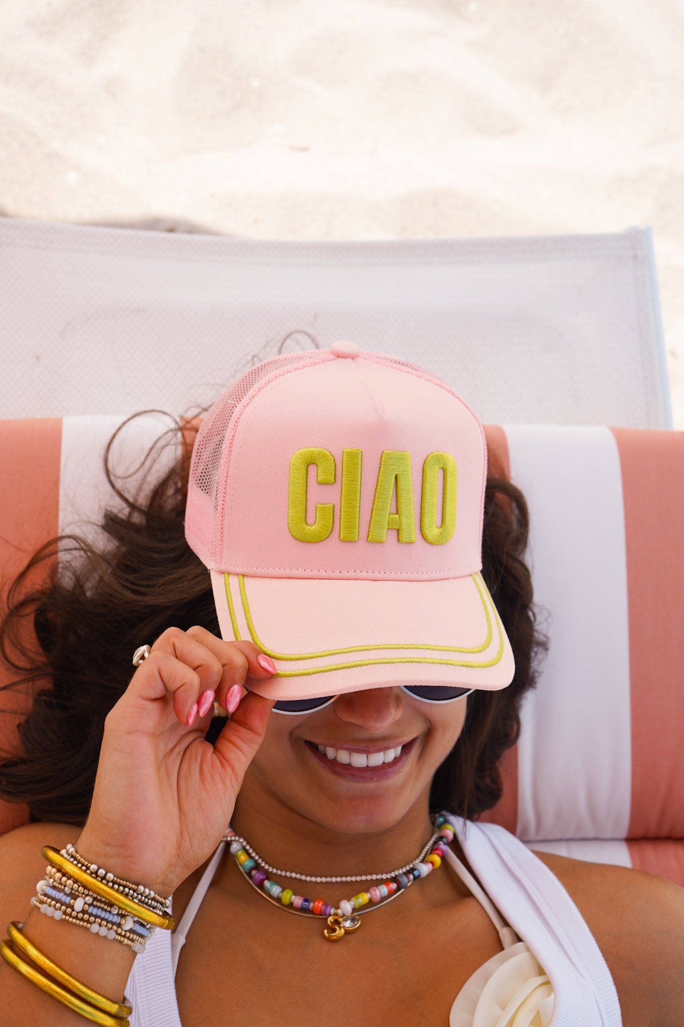 Ciao - Pink Canvas Trucker Hat