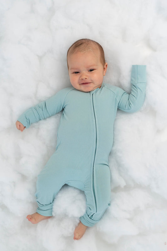 HAZY BLUE RIB DREAM ROMPER