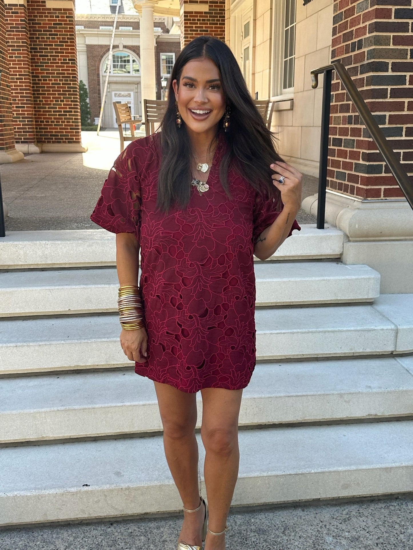 Lulu Short Sleeve Mini Caftan- Ruby