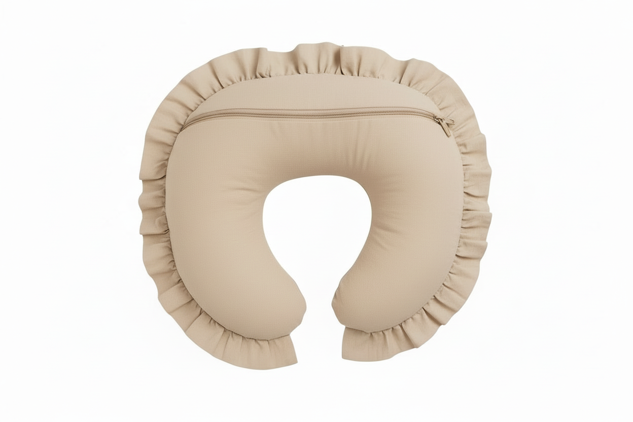 Beige Ruffle Nursing Pillow Cover