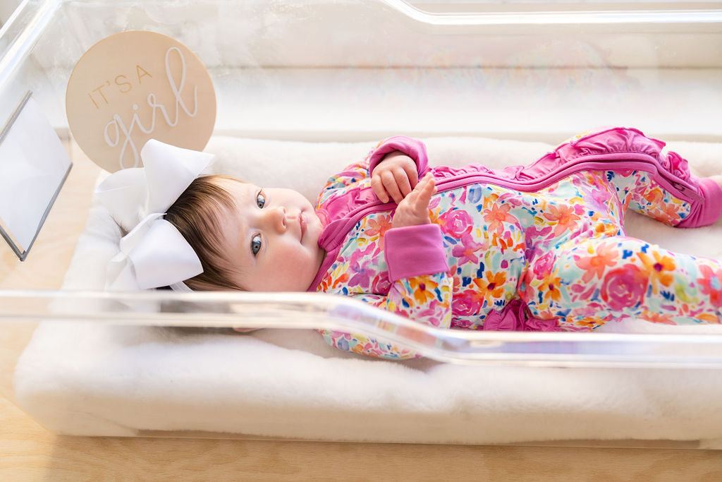 Korrie Floral Bamboo Ruffle Convertible Footie