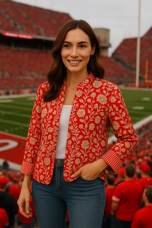 The Charlotte Jacket in Scarlett