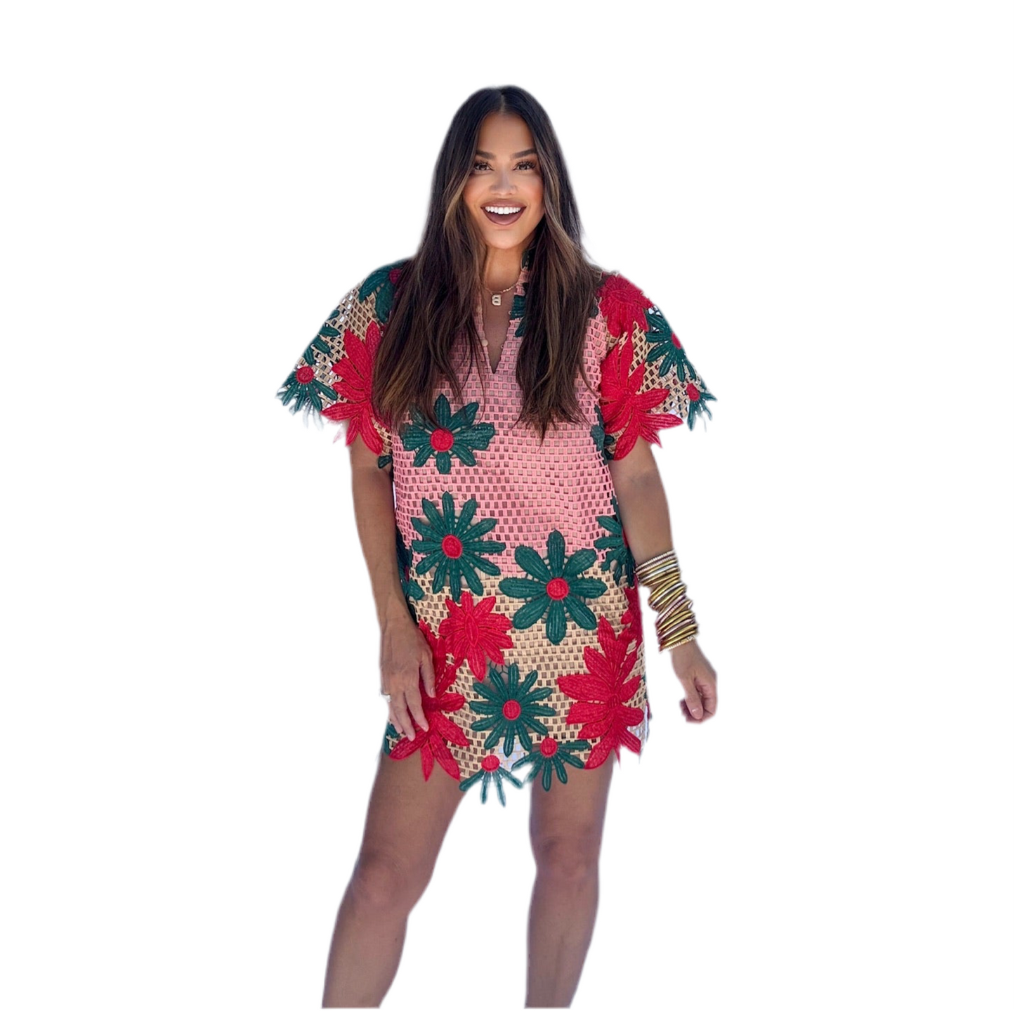 Lulu Short Sleeve Mini Caftan- Sedona