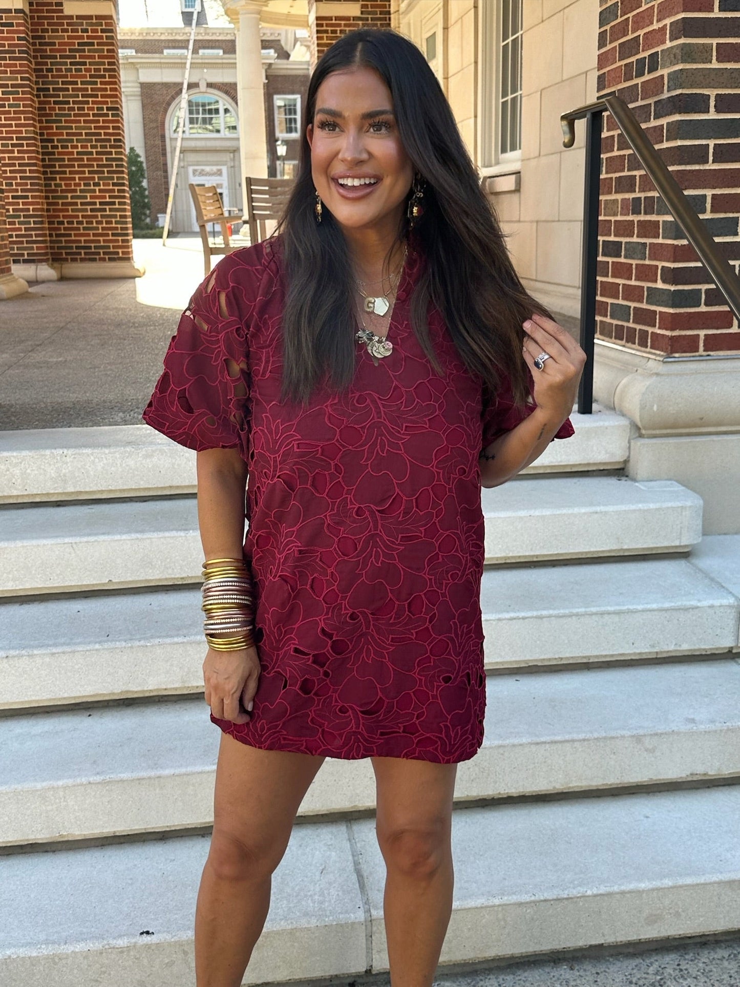 Lulu Short Sleeve Mini Caftan- Ruby