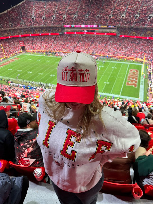 Sundays Are For Tay + Trav - Red Vintage Trucker Hat - PREORDER