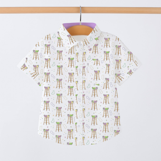 Throw Me Something Mister Mardi Gras Short Sleeve Collared Shirt