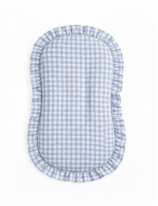 Blue Gingham Ruffle Baby Lounger Cover