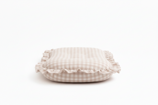 Beige Gingham Ruffle Baby Lounger Cover