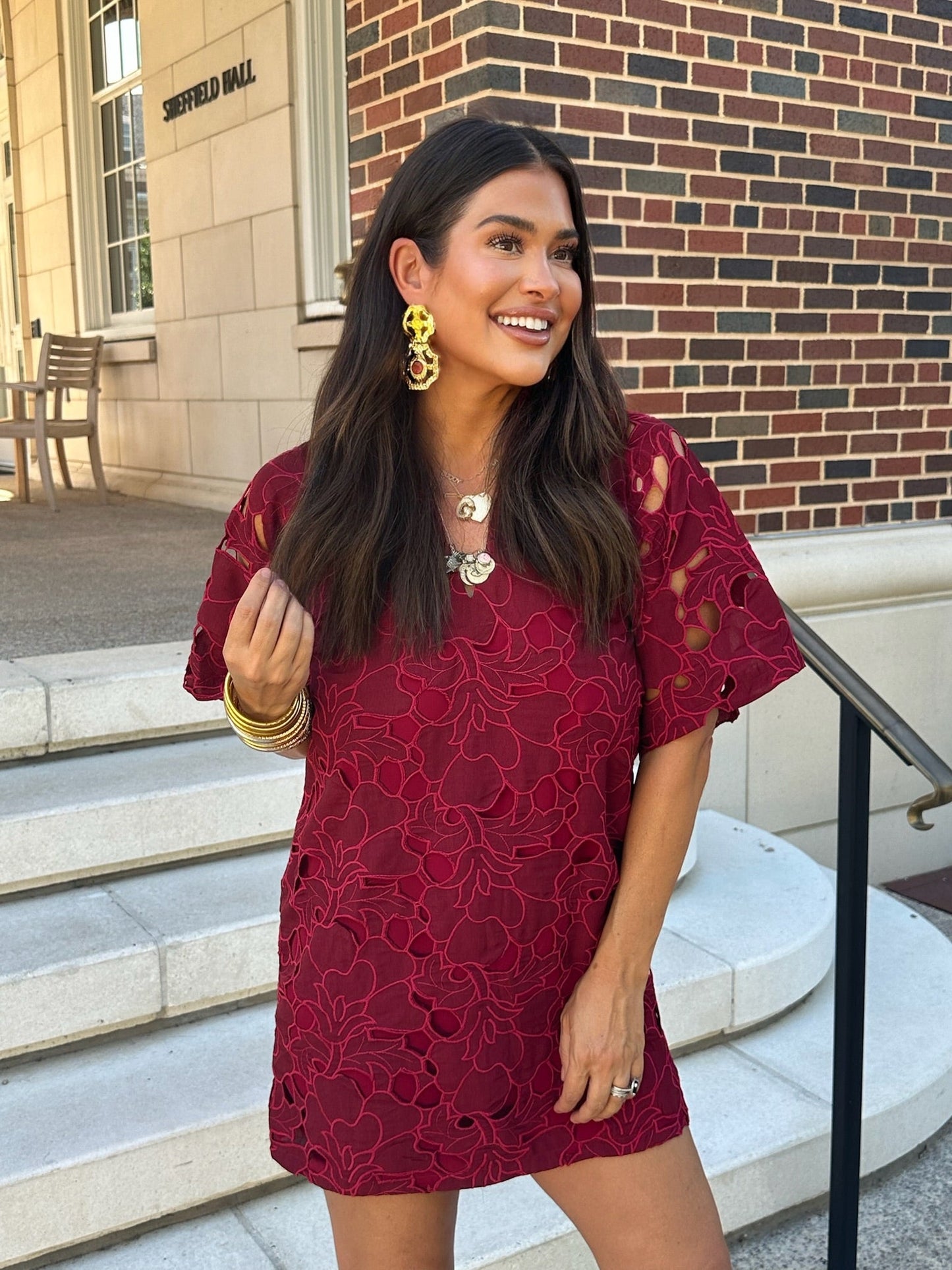 Lulu Short Sleeve Mini Caftan- Ruby