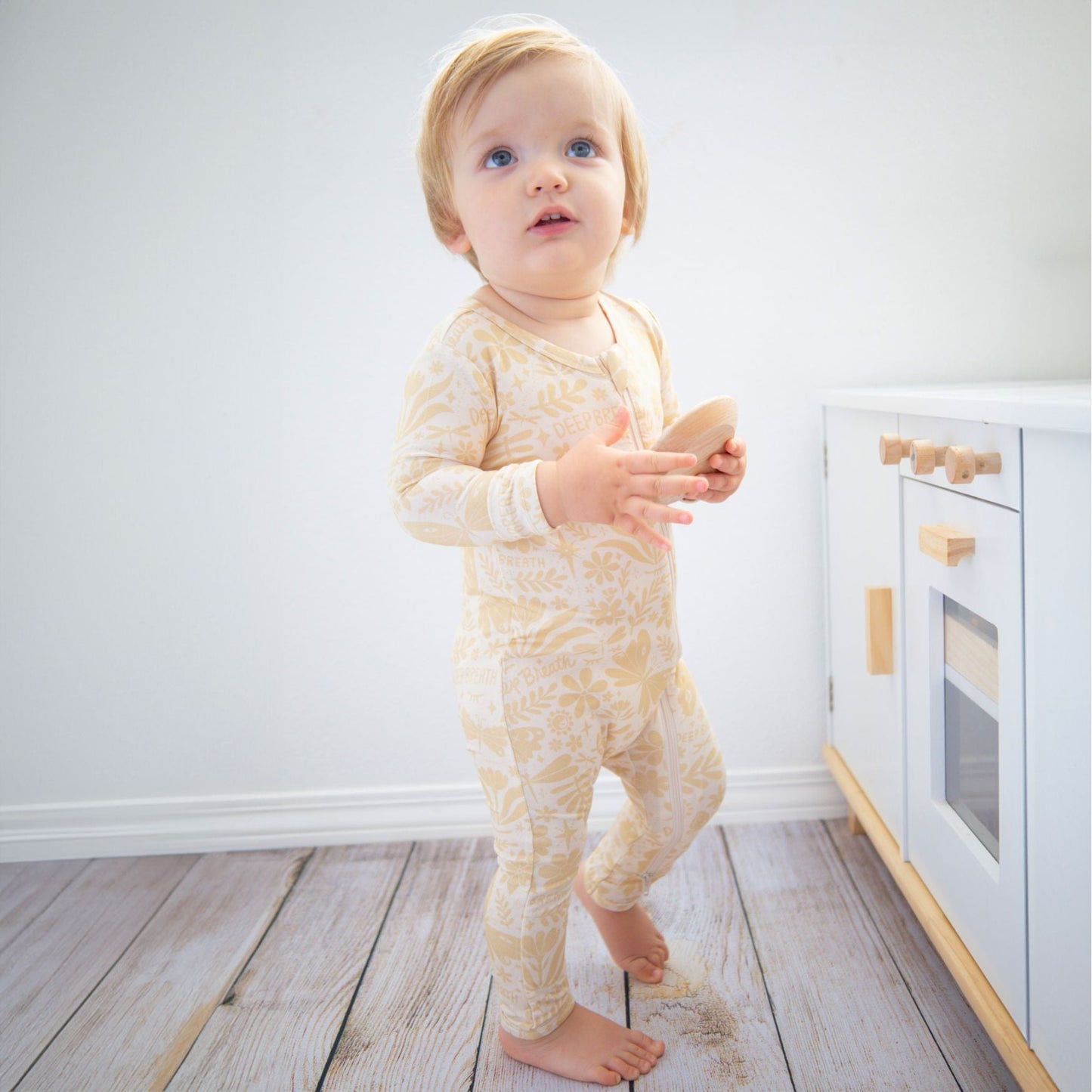 The Second-Skin Footless Romper | Om Baby (Beige) | "Deep Breath"