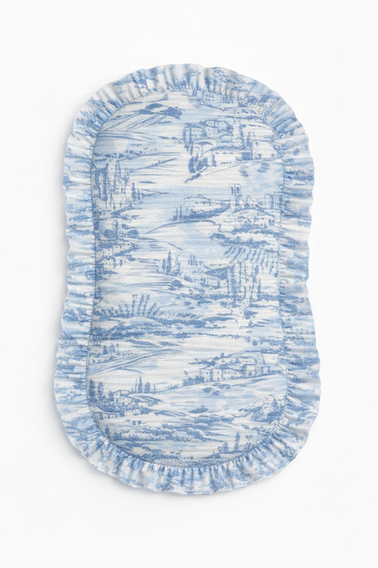 Blue Toile Ruffle Baby Lounger Cover