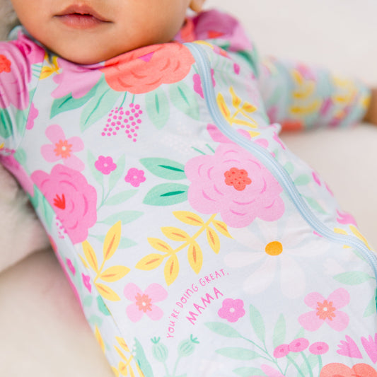 The Second-Skin Footless Romper | Flower Power | "You're Doing Great, Mama"
