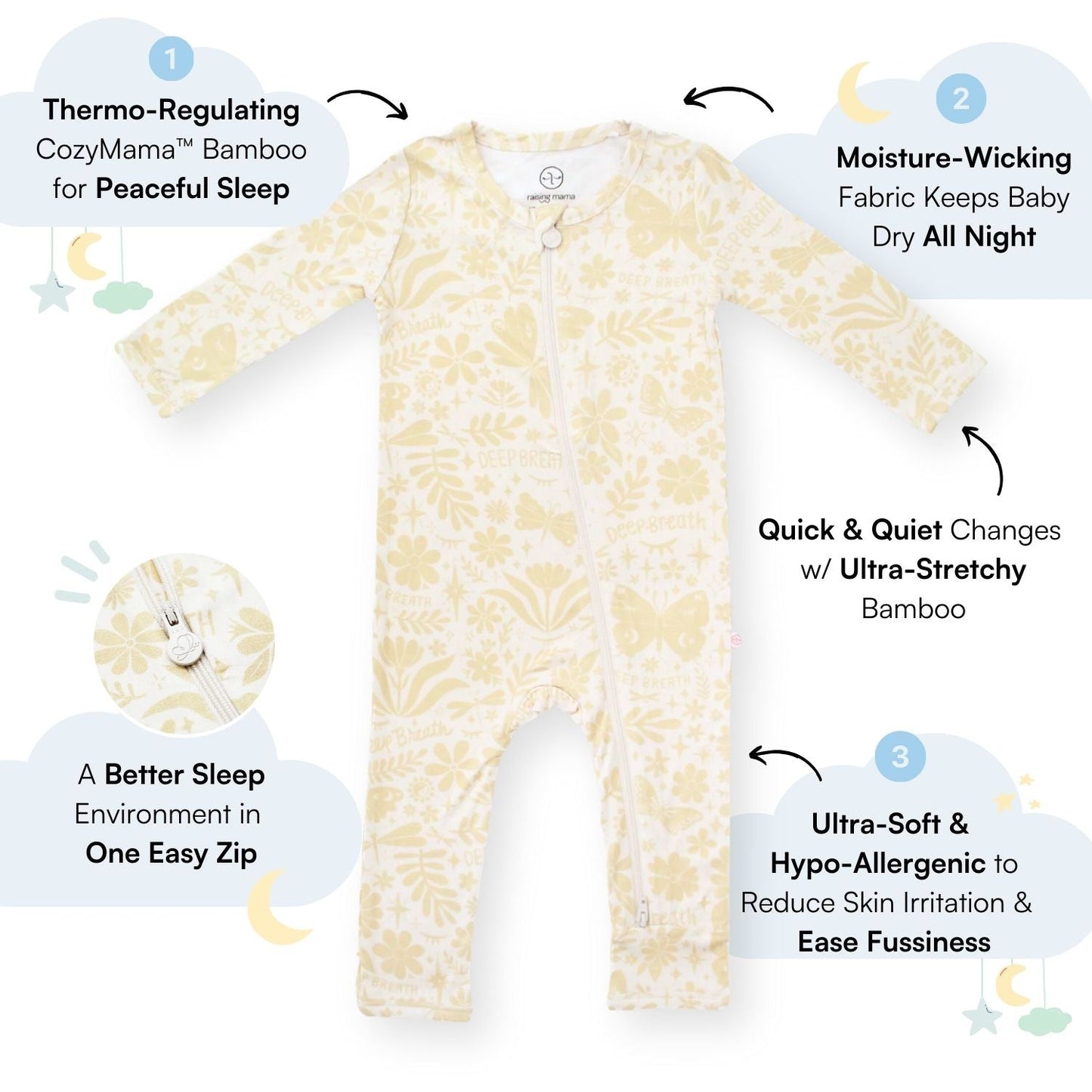 The Second-Skin Footless Romper | Om Baby (Beige) | "Deep Breath"