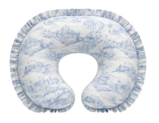 Blue Toile Ruffle Nursing Pillow Cover
