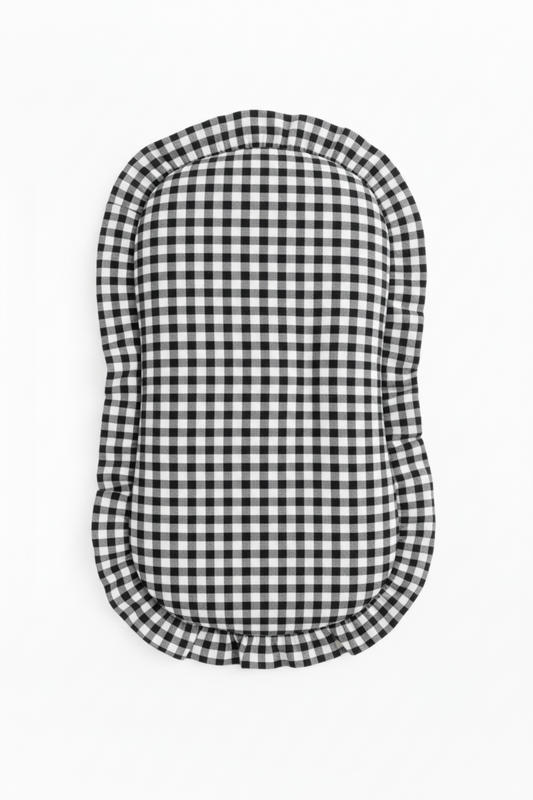 Black Gingham Ruffle Baby Lounger Cover