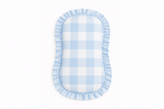 Blue Checkered Ruffle Baby Lounger Cover