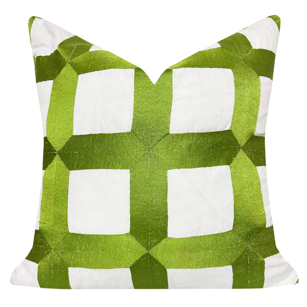 Embroidered Square Lattice 22x22 Pillow