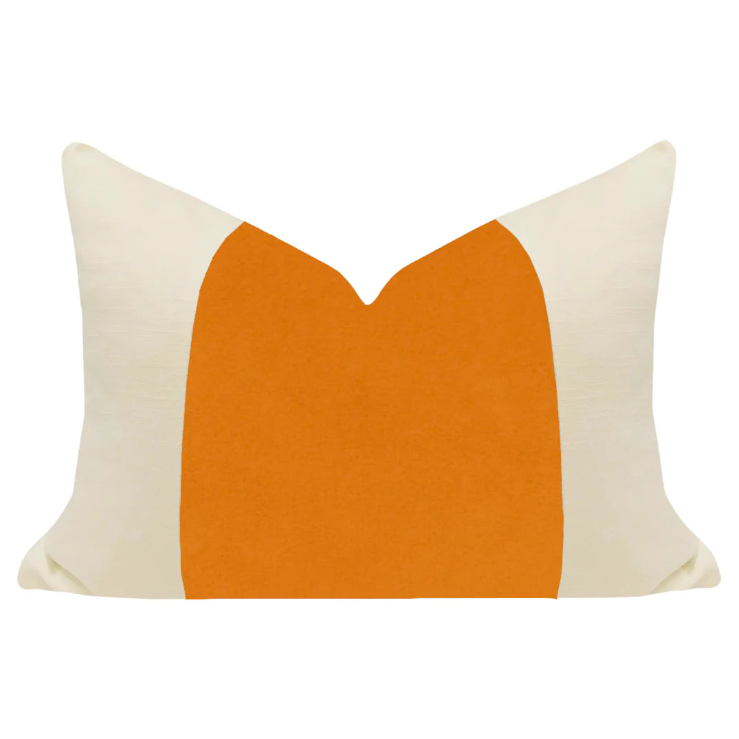 Orange Velvet Panel Pillow