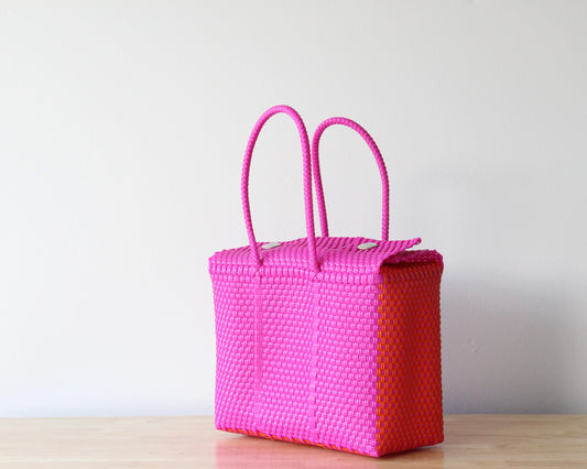 Hot Pink & Orange Medium Woven Handbag by MexiMexi