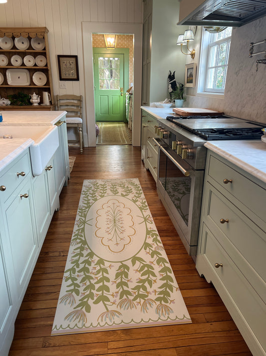"Cottage Kitchen" Vintage Floral Vinyl Runner - 30"x96"