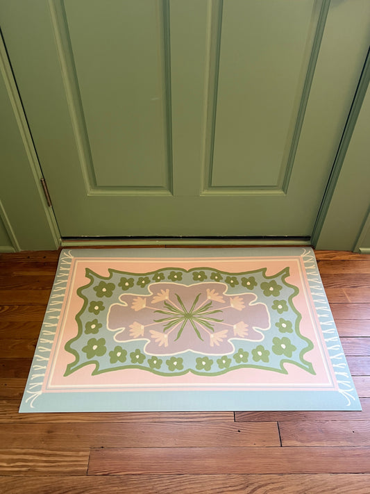 "Eliza-Jane" Modern Oushak Vinyl Floor Mat - 24"x36"