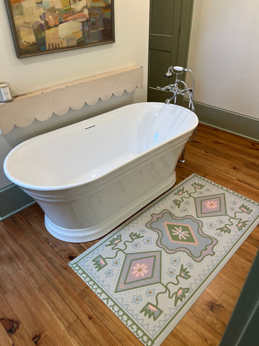 "Tub Runner" Modern Oushak Vinyl Runner - 30"x60"
