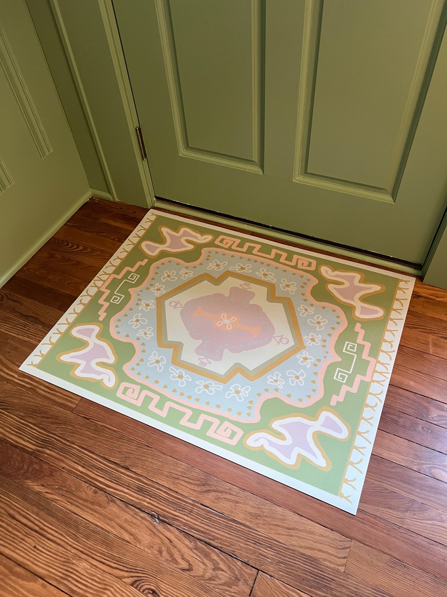 "Royal" Modern Oushak Vinyl Floor Mat - 28"x36"