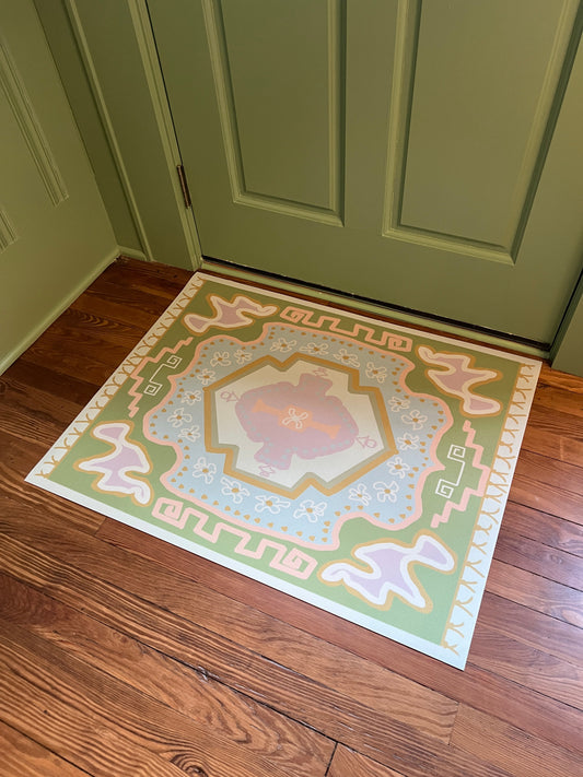 "Royal" Modern Oushak Vinyl Floor Mat - 28"x36"