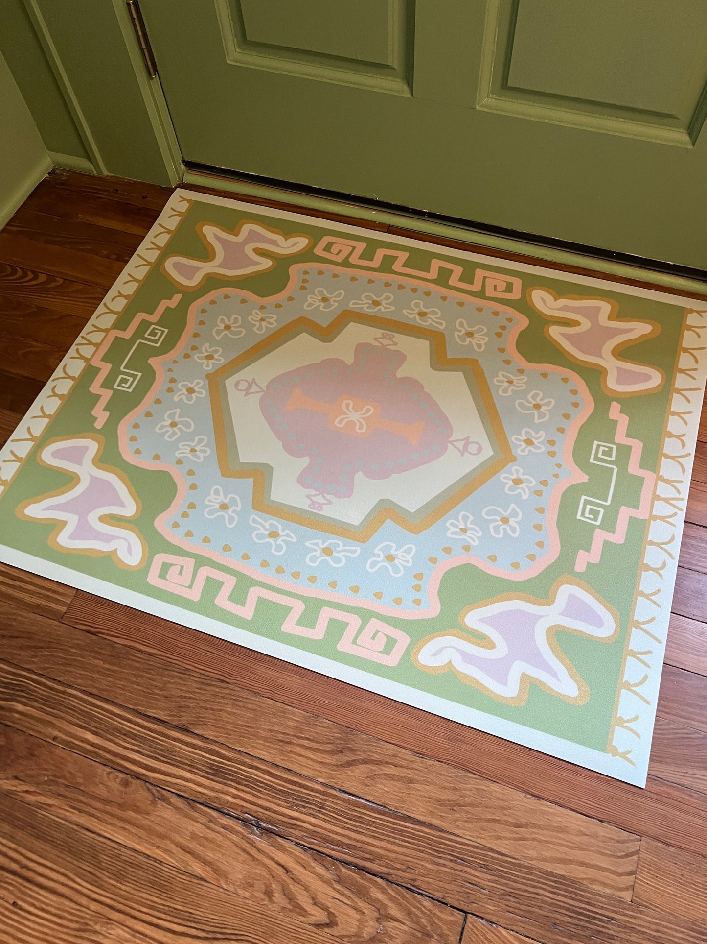 "Royal" Modern Oushak Vinyl Floor Mat - 28"x36"
