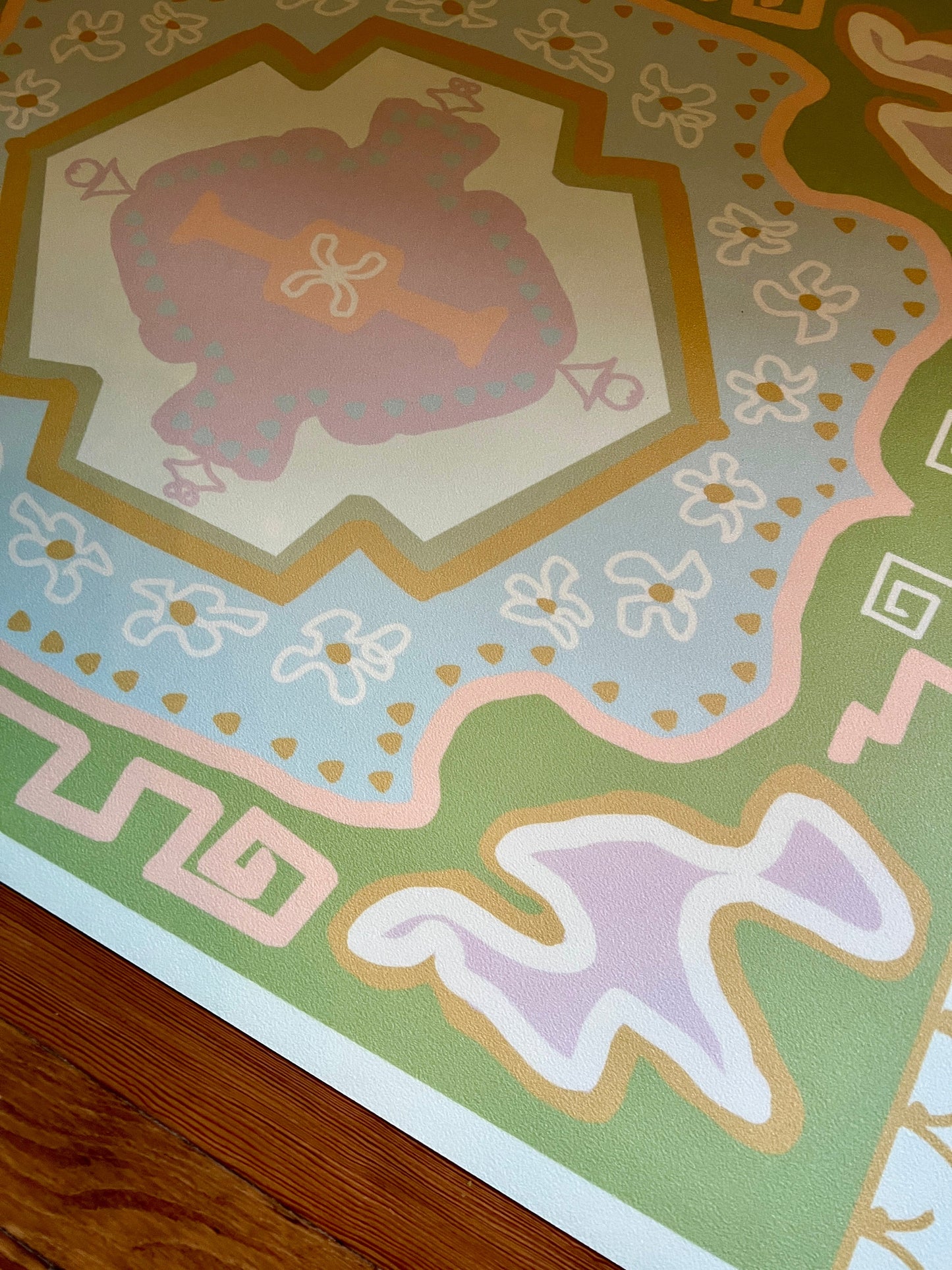 "Royal" Modern Oushak Vinyl Floor Mat - 28"x36"