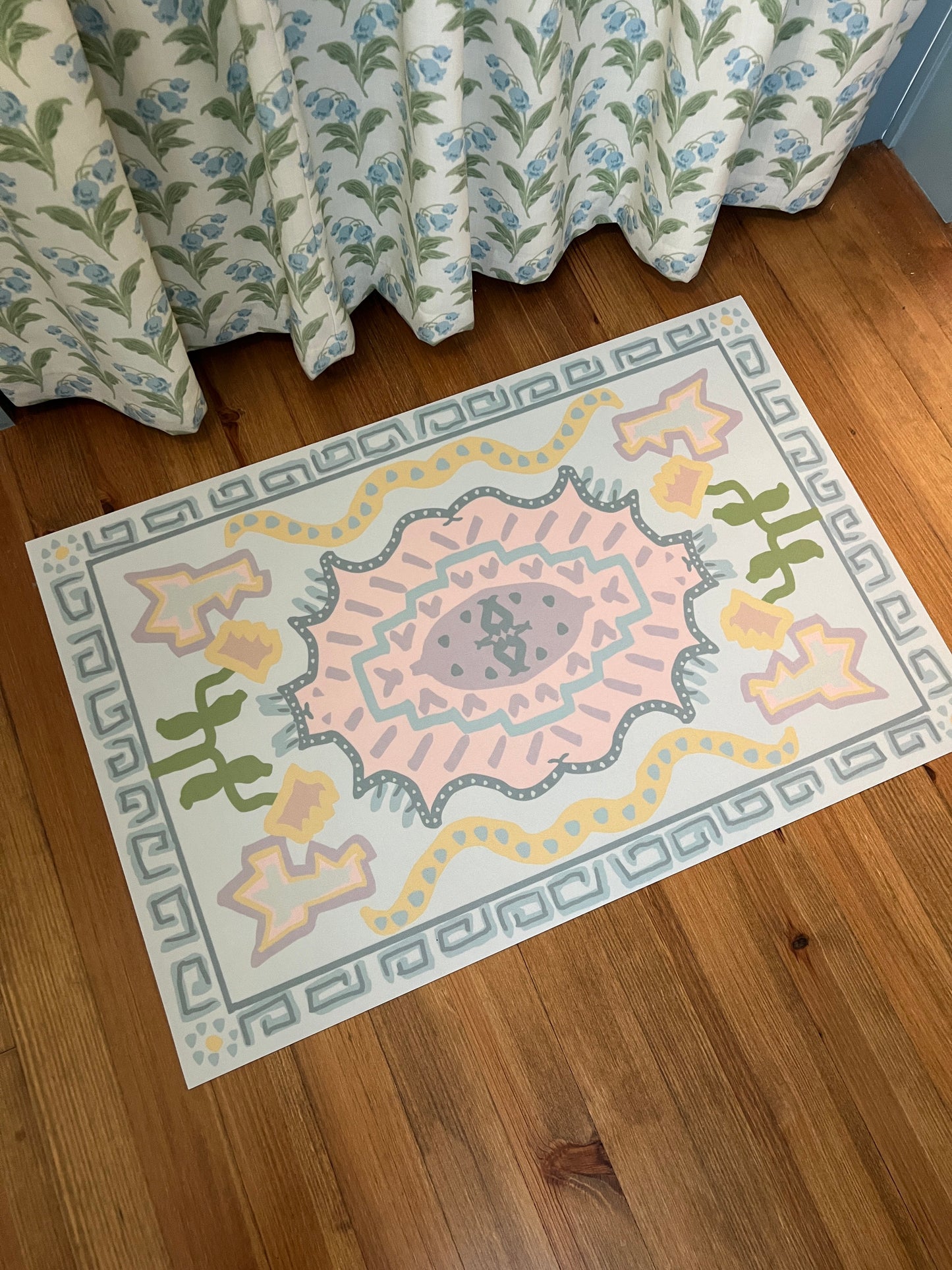 "Sophie" Modern Oushak Vinyl Floor Mat - 24"x36"
