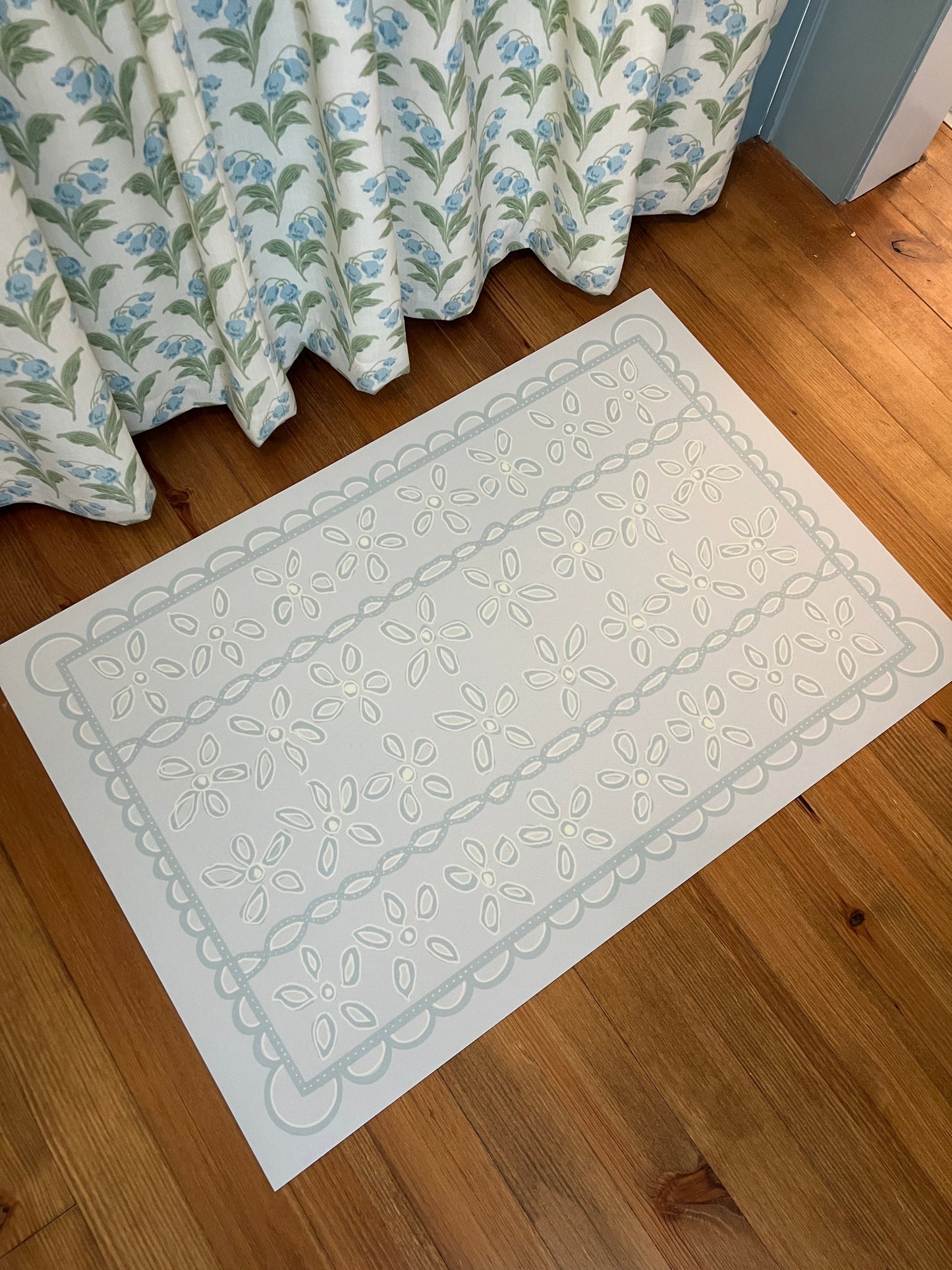 "Soft Petals" Cottage Floral Vinyl Floor Mat - 24"x36"