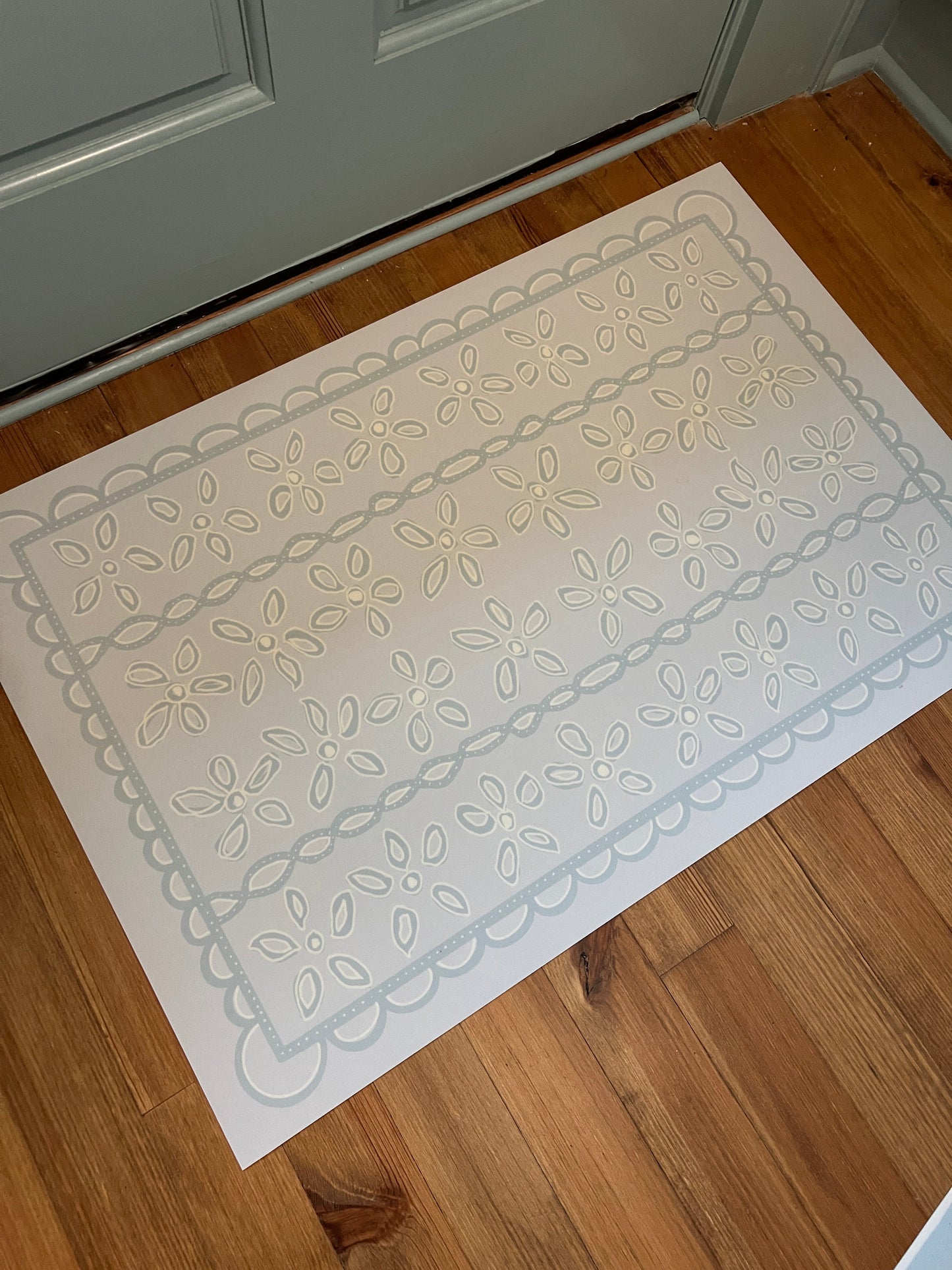 "Soft Petals" Cottage Floral Vinyl Floor Mat - 24"x36"