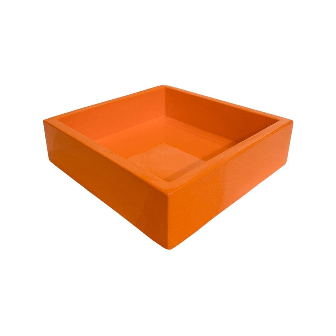 Orange Bamboo Cocktail Napkin Holder Square