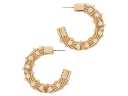 Stationed Pearl & Raffia Hoops