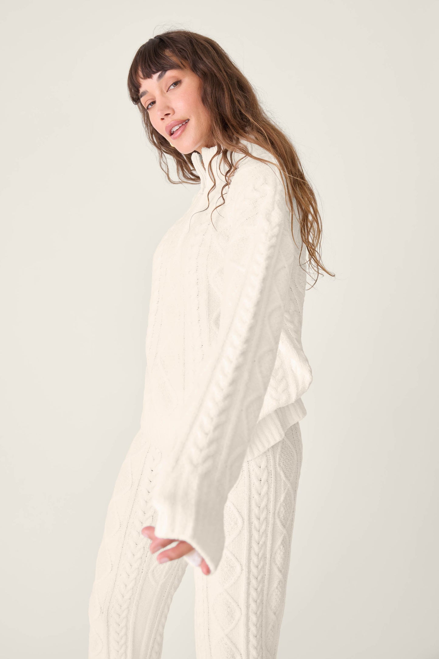 Chenille Cable Crew Lounge Set