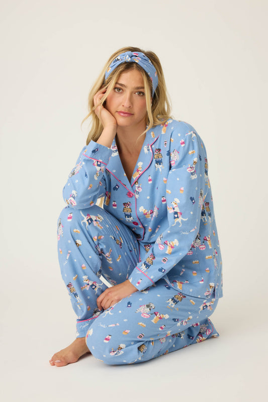 Baked Woof Love Dog Print 3-Piece Flannel PJ Set